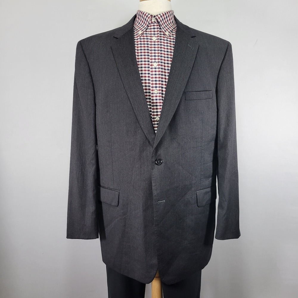JOS A BANK GORDON Men's Sport Coat Blazer Two Button Charcoal Gray Wool‎ 48L